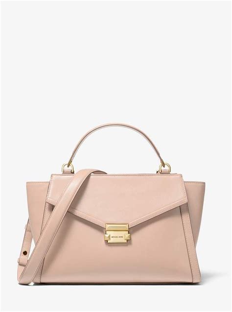 michael michael kors whitney large leather satchel|Michael Kors opened satchel purse.